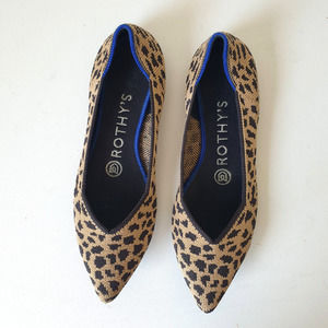 Rothy's The Point Retired Leopard Print Pointed Toes Brown Tan Flat Size 6